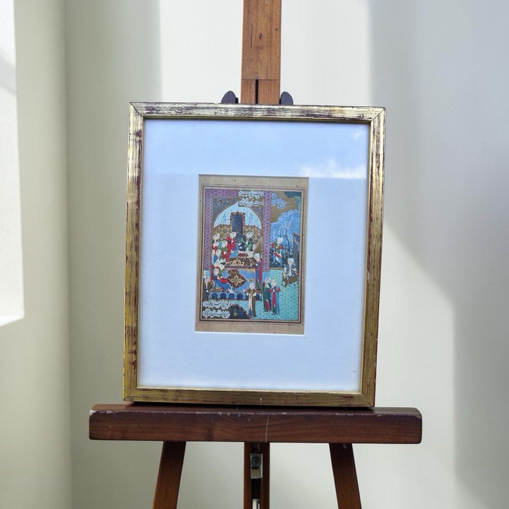 Vintage Framed Art Print Miniature Illumination Scene Yusuf and Zulaikha Cairo